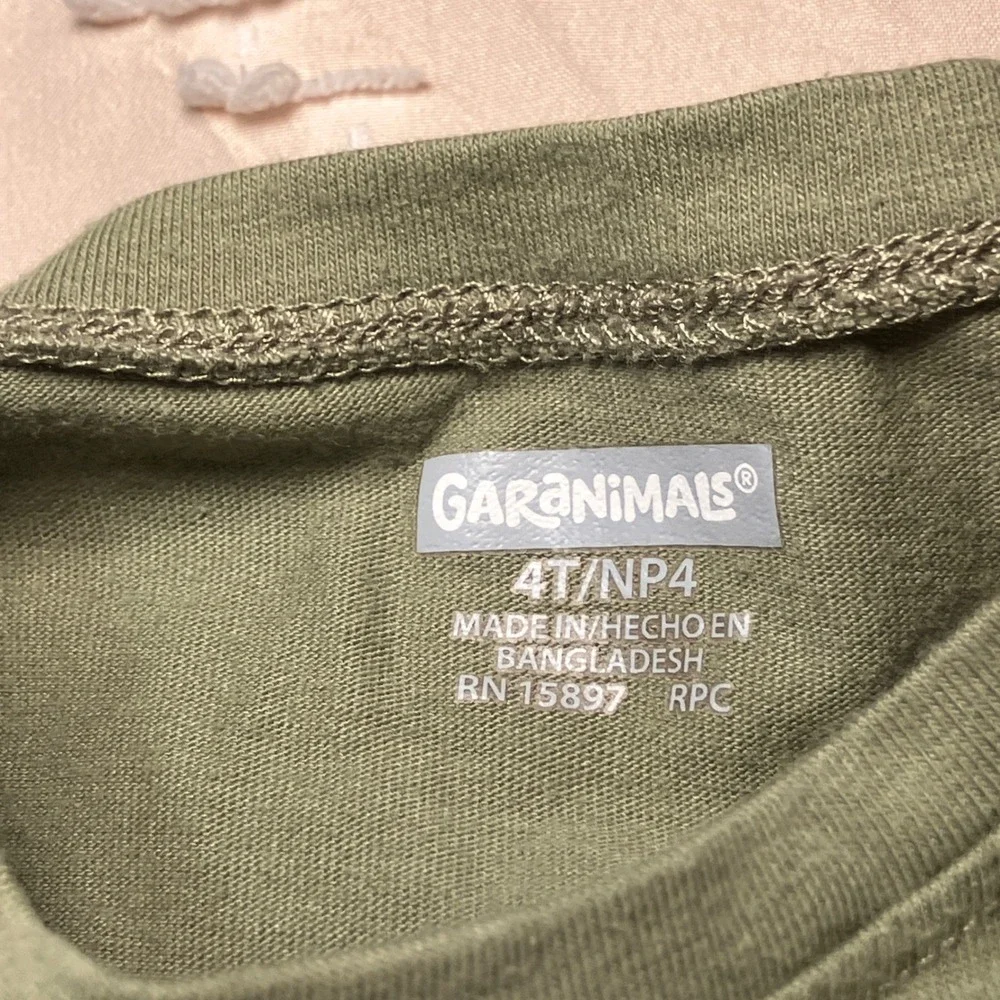 Garanimals Girls 4T Outfit Set Olive Green Smile Top & Baby Gap Denim Joggers
